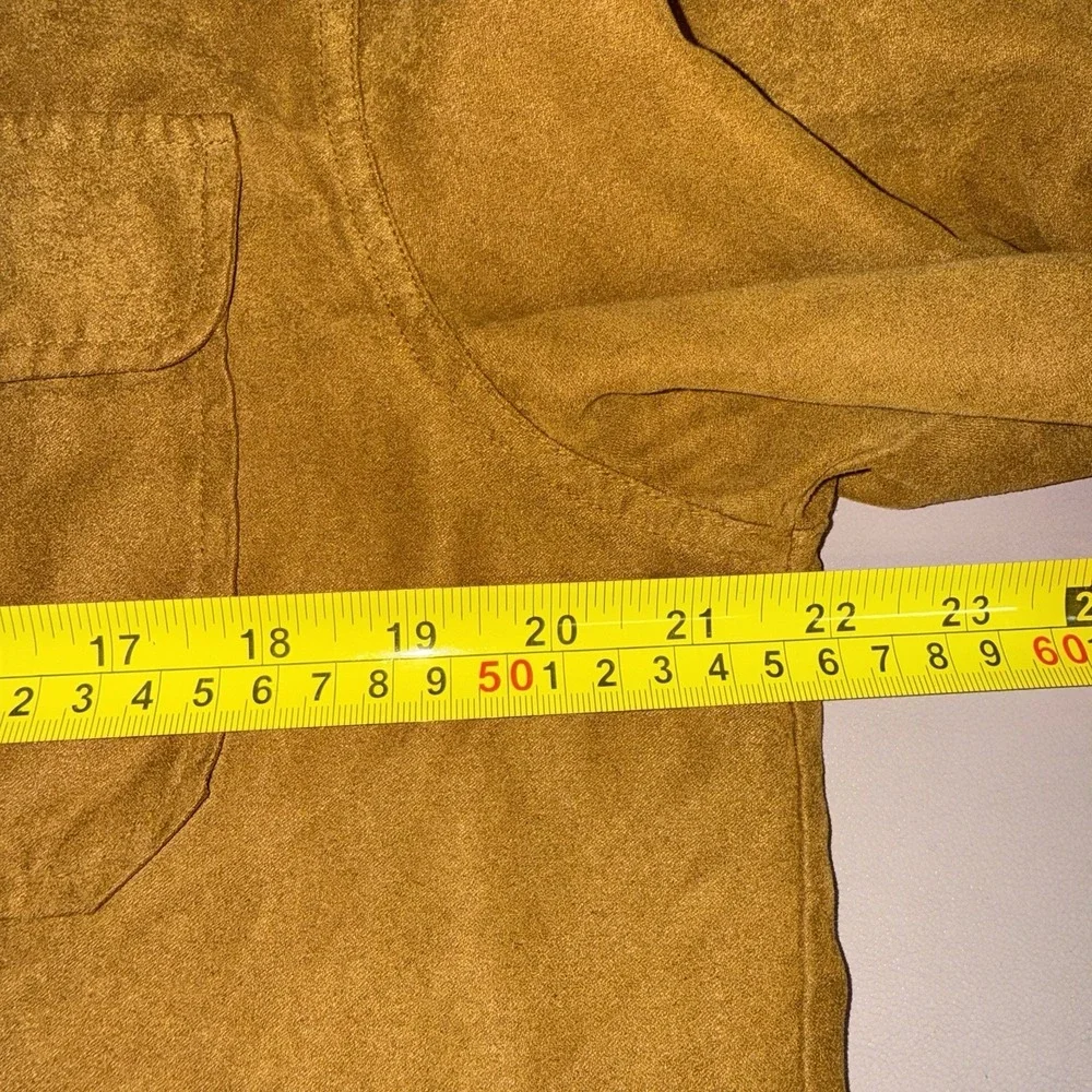 White Stag Faux‎ Suede Shirt Jacket Women's M Brown Button Front Lined Shacket - Picture 15 of 16